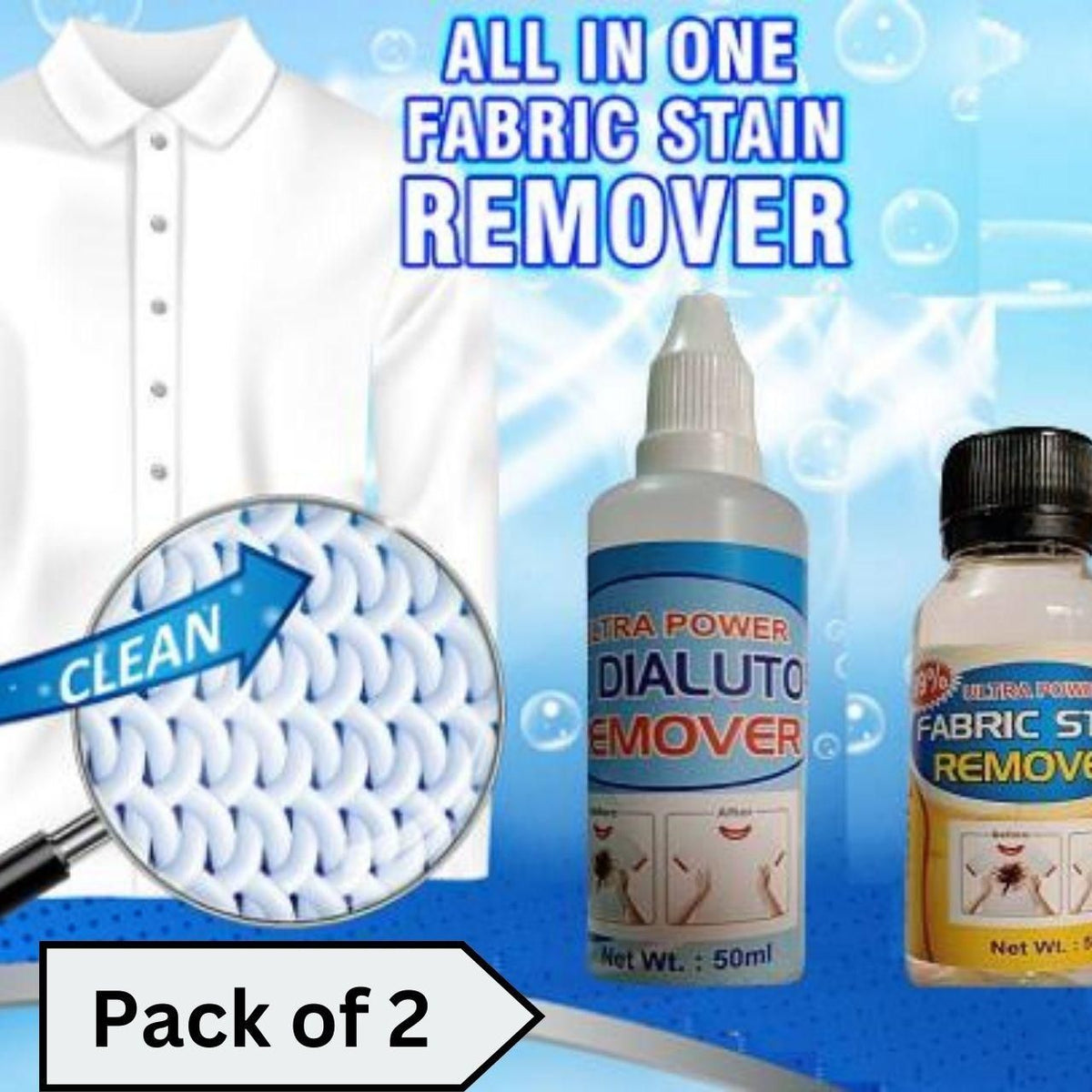 All In One Fabric Stain Remover 50Ml Each (Pack Of 2)